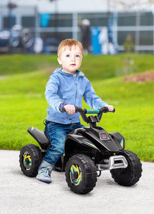 6V Kids ATV 4-Wheeler Ride on Car, Electric Motorized Quad Battery Powered Vehicle with Forward/Reverse Switch for 18-36 Months Old Toddlers, Black