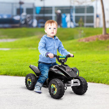 6V Kids ATV 4-Wheeler Ride on Car, Electric Motorized Quad Battery Powered Vehicle with Forward/Reverse Switch for 18-36 Months Old Toddlers, Black