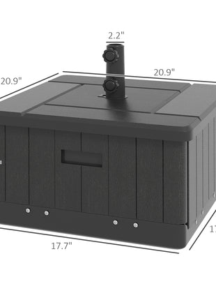 3-in-1 Outdoor Umbrella Base with Wheels and Handles, End Table, Flower Box Planter with Hole, 175 lbs. Capacity, Black