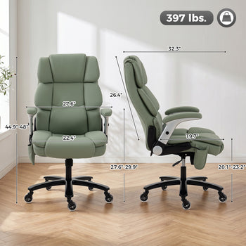 Ergonomic Office Chair with Inflatable Adjustable Lumbar Support, 400 Lbs Heavy Duty High Back Desk Chair, Light Green