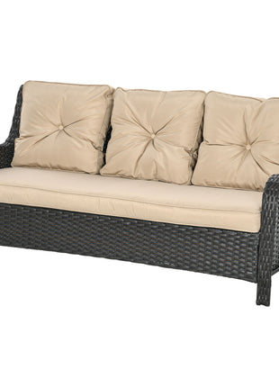 3-Seater Outdoor Sofa w/ 4" Thick Cushions, Outdoor Couch, Beige