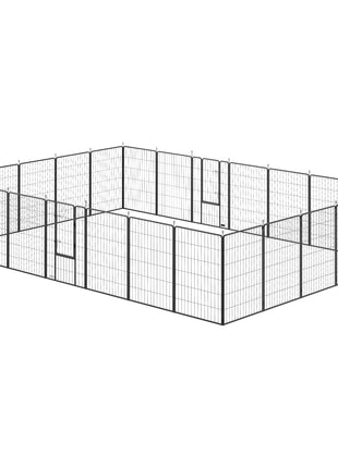 Dog Playpen for Indoor Outdoor, 24 Panels 44.5" H Puppy Playpen with Lockable Door, DIY Shape Pet Exercise Fence, Black