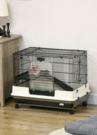 2-tier Compact Platform Rolling Small Animal Rabbit Cage for Hamsters, Chinchillas & Gerbils with a Large Living Space