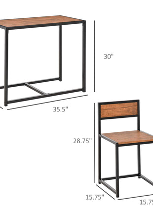 3-Piece Industrial Dining Table Set for 2, Kitchen Table and Chairs, Dining Room Sets for Small Spaces, Rustic Brown