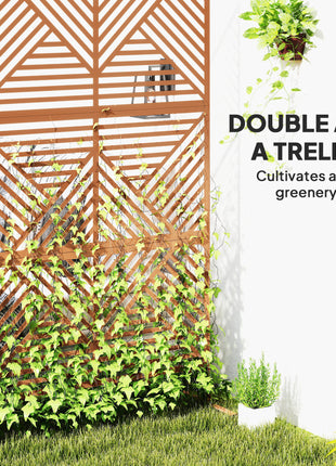 Decorative Privacy Fence Screen, Metal Outdoor Privacy Screen Climbing Plant Trellis with Stand, Rhombus Brown
