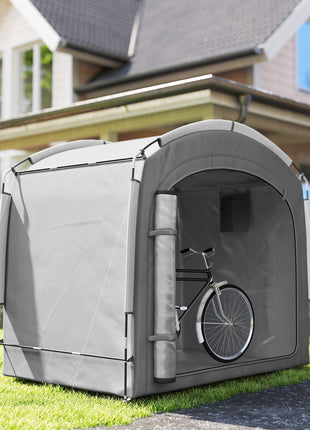 Bike Storage Shed Tent, Portable and Waterproof with 210D Oxford Fabric and Carry Bag for 3-4 Bicycles, Dark Gray