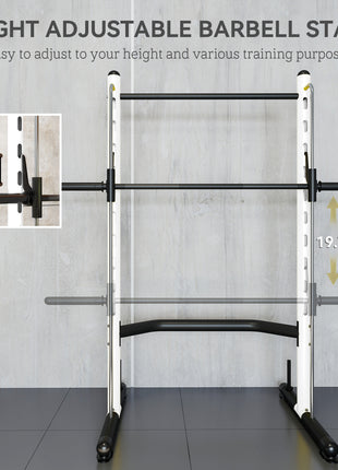 Squat Rack with Pull Up Bar and Barbell Bar Adjustable Bench Press Multi-Function Weight Lifting Half Rack, White