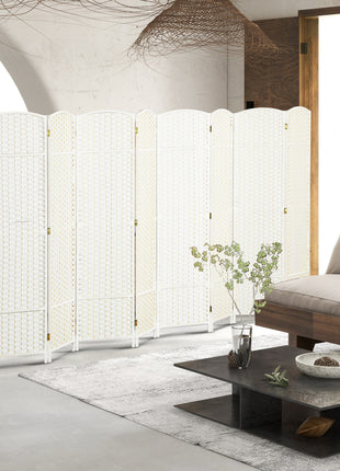 Folding Room Divider Screen 8 Panel 5.6 ' Tall Privacy Screen Freestanding Room Partition for Home Office, White