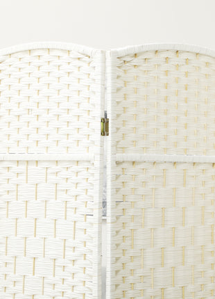 Folding Room Divider Screen 6 Panel 6' Tall Privacy Screen Freestanding Wood Partition for Home Office, White