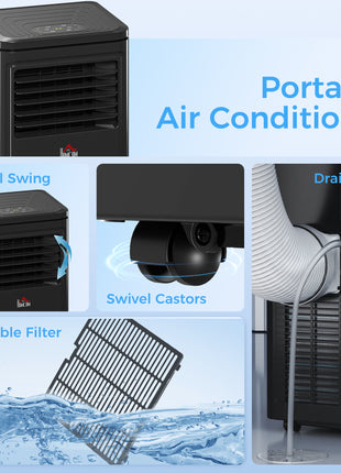 8,000 BTU Portable Air Conditioner Fan w/ Remote for Rooms Up to 344 Sq. Ft., Evaporative Cooler AC Unit Black