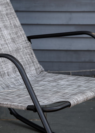 Garden Rocking Chair, Outdoor Indoor Sling Fabric Rocker for Patio, Balcony, Porch, Gray and Brown