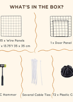 36 Panels Small Animal Playpen with Door, DIY C & C Cage for Guinea Pigs with Ramp, Portable Metal Wire Yard for Rabbit, Hedgehogs, 14 x 14 in