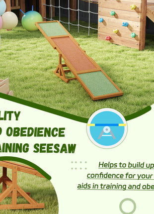 Wooden Dog Agility Seesaw for Training and Exercise, Weather Resistant, 83" L x 16" W x 14" H, Orange