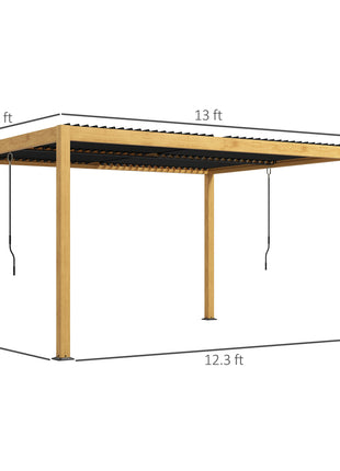 Aluminum Louvered Pergola with Adjustable Roof, 10' x 13' Hardtop Gazebo for Patio, Deck, Garden, Yard, Beach