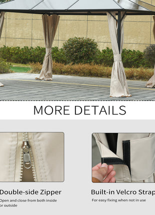 9.84' x 11.8' Gazebo Sidewall Set with Hooks/C-Rings, Beige
