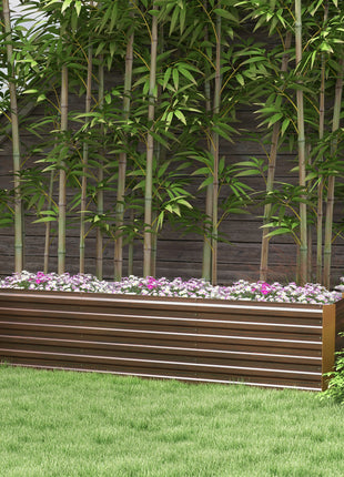 8x2x2ft Galvanized Raised Garden Bed Kit with Safety Edging for Flowers, Herbs and Vegetables, Dark Brown