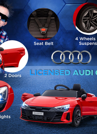 Licensed Audi RS e-tron GT 12V Ride On Car Truck for Kids, Electric Car Ride On Vehicle w/Parent Remote Control, Music, Lights, for Toddlers, Red