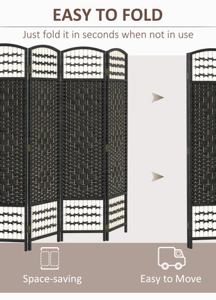 4 Panel Room Divider, Folding Screen, 5.6', Black