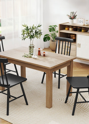 Dining Chairs Set of 2, Farmhouse Wood Kitchen Chairs with Rubber Wood Frame, Spindle Back for Dining Room, Black