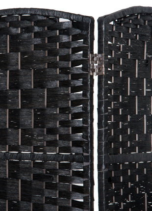 Room Divider 6 Panel, 6FT Tall Folding Privacy Screen, Freestanding Hand-Woven Partition for Room Separation with 360° Hinges, Paper Rope Diamond Weave, Black
