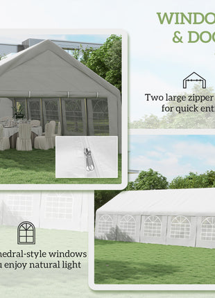 32x16 Outdoor Canopy Tent Heavy Duty Carport Tent with Cathedral Window Design for Party & Wedding, Removable Sidewalls, White