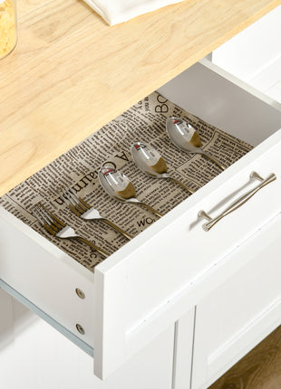 41" Modern Rolling Kitchen Island on Wheels, Utility Cart Storage Trolley with Rubberwood Top & Drawers, White