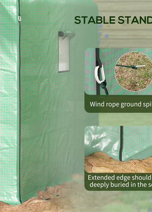 4.6' x 4.7' Portable Greenhouse, Water/UV Resistant Walk-In Small Outdoor Green House with 2 Tier U-Shaped Flower Rack Shelves, Roll Up Door & Windows, Green