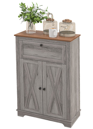 Farmhouse Sideboard Storage Cabinet with Doors and Drawer for Kitchen, Living room, 23.5"x11.75"x34.5", Gray