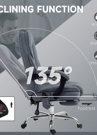 Massage Office Chair, Heated Reclining Computer Chair with Adjustable Height and Footrest, Charcoal Gray