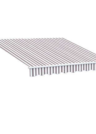 10' x 8' Retractable Awning, Patio Awnings, Sunshade Shelter w/ Manual Crank Handle, UV & Water-Resistant Fabric and Aluminum Frame for Deck, Balcony, Yard, Coffee Stripes