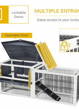 2 Level 59" Outdoor Rabbit Hutch with Openable Top, Dark Gray