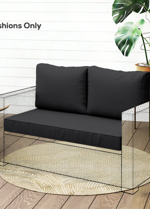 2 Seat Patio Furniture Cushions, Thick Outdoor Loveseat Cushion Set with Removable Cover, 46x26x5 in, Black