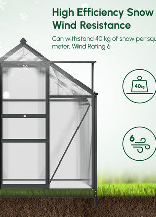 6' x 4' Greenhouse for Outdoors, Polycarbonate Greenhouse with Rain Gutter and Roof Vent, Aluminum Walk-in Green Houses for Outside for Patio Backyard Garden, Dark Green