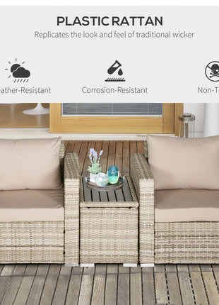 3 Piece Patio Furniture Set, PE Rattan Small Wicker Balcony Furniture, Table & Chairs with Cushions Composite Table, Conversation Set for Apartment, Gray