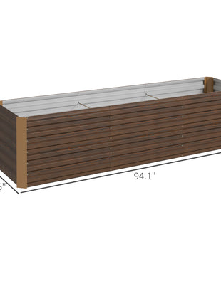 8x2x2ft Galvanized Raised Garden Bed Kit with Safety Edging for Flowers, Herbs and Vegetables, Dark Brown