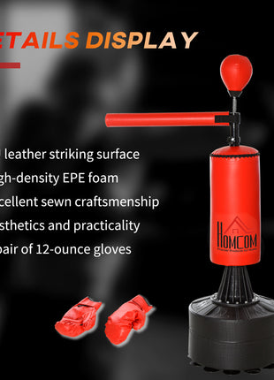Boxing Bag, Freestanding Punching Bag with Speed Ball, Rotating Boxing Bar and Gloves, Weighted Base