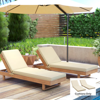 2-Piece Patio Chair Cushions with Backrests, Replacement Cushions for Outdoor Lounge Chair, Beige