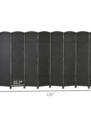 Folding Room Divider Screen 8 Panel 5.6 ' Tall Privacy Screen Freestanding Room Partition for Home Office, Black