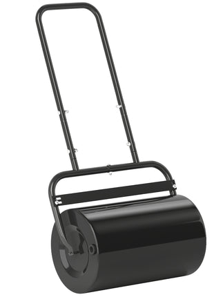 20-Inch Push/Tow Behind Lawn Roller Filled with 10 Gal Water or Sand for Flattening Sod in the Garden, Black