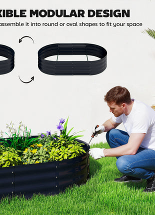 Galvanised Raised Garden Bed with Arched Trellis, 5 x 3 x 6ft Metal Outdoor Planter Box with Open Bottom, Dark Gray
