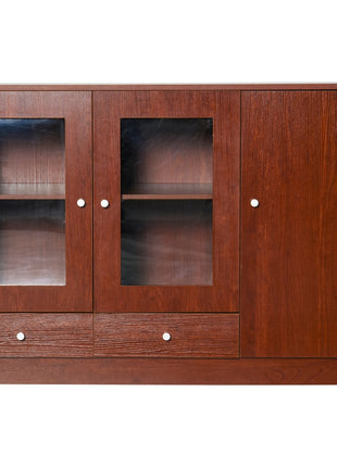 Kitchen Buffet Table Cabinet Storage Sideboard Server Console with Framed Acrylic Doors and Tabletop, Brown