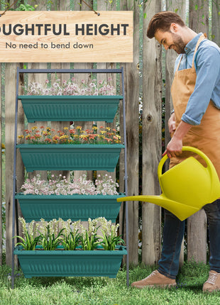 4-Tier Vertical Raised Garden Planter with 4 Boxes, Outdoor Plant Stand Grow Container for Vegetable & Flowers, Green