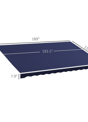 16'x10' Electric Retractable Awning Sunshade Shelter with Remote Controller & Crank Handle for Deck Balcony Yard, Blue