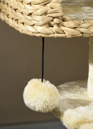 Cat Tree for Indoor Cats w/ Scratching Posts, Condo Cat Tower, Beige