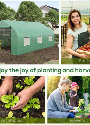 11.5' x 10' x 6.5' Outdoor Portable Walk-In Tunnel Greenhouse with Windows-Deep Green