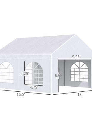 13 x 16.5 ft Heavy Duty Party Tent Outdoor Gazebo Wedding Tent Event Shelter Carport BBQ with Removable Sidewalls & Windows, Outside Waterproof Canopy for Parties, White