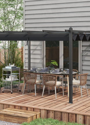 10' x 13' Retractable Pergola Canopy, Aluminum Pergola Sun Shade Shelter for Garden, Patio, Backyard, Deck, Gray