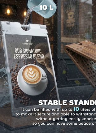 A Frame Sandwich Board Signs Outdoor 22" x 28" Sidewalk Sign with Weighted Tank & Weatherproof Design, White