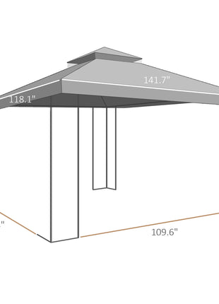 10x12 Gazebo with Shelves, Double Roof, and Netting for Outdoor Use, Perfect for Family Gatherings, Gray