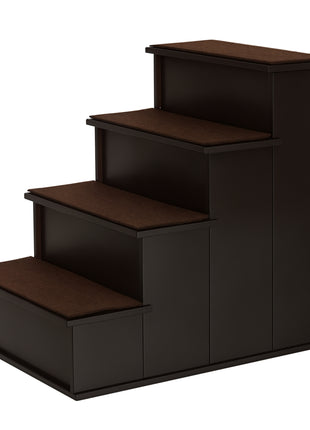 Pet Stairs, Small Pet Steps with Cushioned Removable Covering for Dogs and Cats Up To 22 lbs, Brown